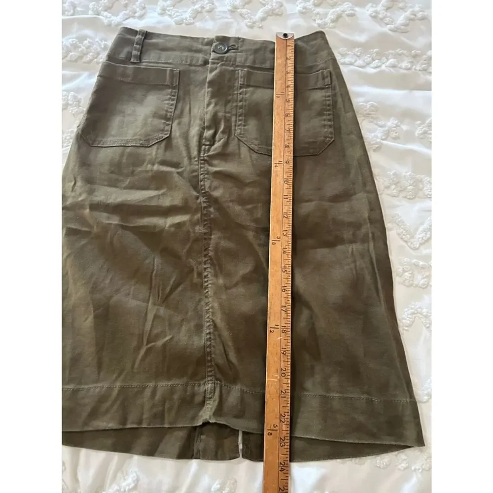 Maeve Anthropologie Women's Colette Mini Skirt Olive Green Stretch Size XS